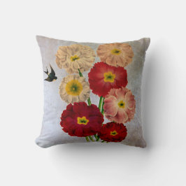 Vintage Botaniska blommor Sväljer fågelblått Kudde