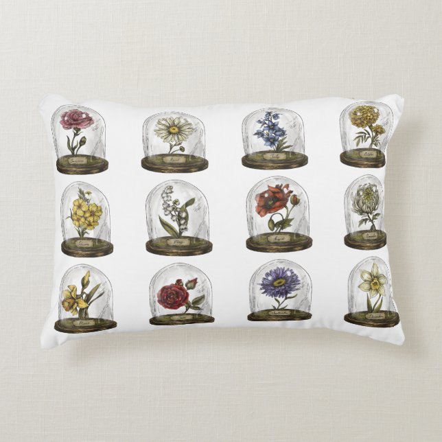 Vintage Botaniska Dekorativ kudde (Framsidan)