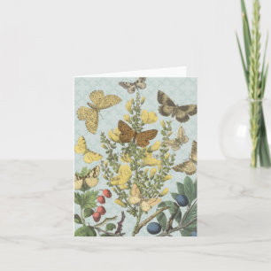 Vintage Botaniska fjärilar...notecard Kort