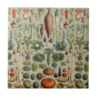 vintage botaniska franska trädgårdsgrönsaker  kakelplatta