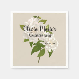 Vintage Botaniska Gardenia Blommigt Quinceañera Pappersservett