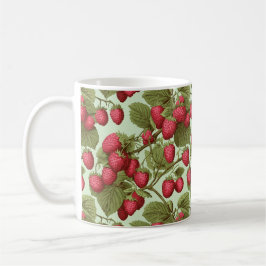 Vintage Botaniska hallon Mönster Ceramic Mugg