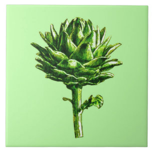 Vintage botaniska illustrationer, kronchoke kakelplatta