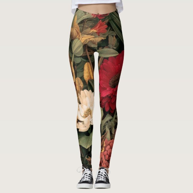 Vintage botaniska illustrationer leggings (Framsida)