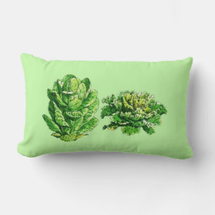 Vintage botaniska illustrationer, sallat lumbarkudde