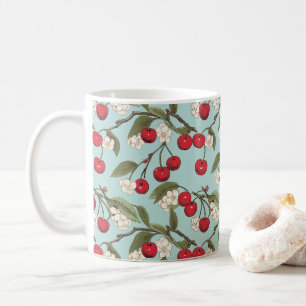 Vintage Botaniska körsbär Mönster Ceramic Mugg