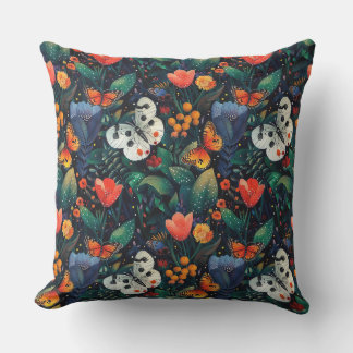 Vintage botaniska målningsblommor, löv, gryn kudde