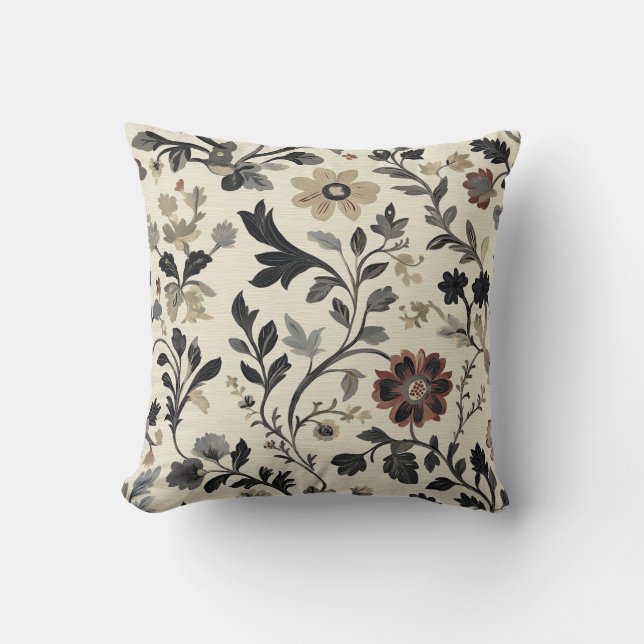 Vintage Botaniska Mönster Pillow Kudde (Framsida)