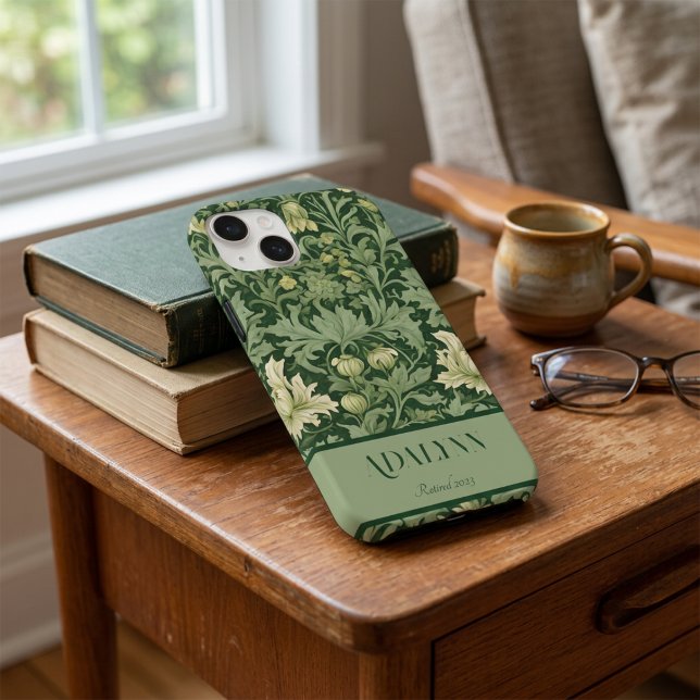 Vintage Botaniska Pensioneringspresenter för Mamma (Vintage Botanical Retirement Gifts for Mom Green Case-Mate iPhone Case)