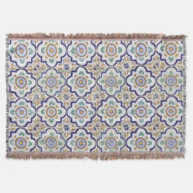 Vintage Botaniska prydnadsbrickor Mönster Filt (Framsidan)