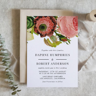 Vintage Botaniska romska Blommigten Bröllop Inbjudningar