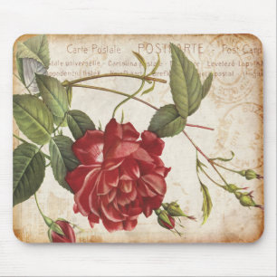 Vintage botaniska rosa Mousepad Musmatta