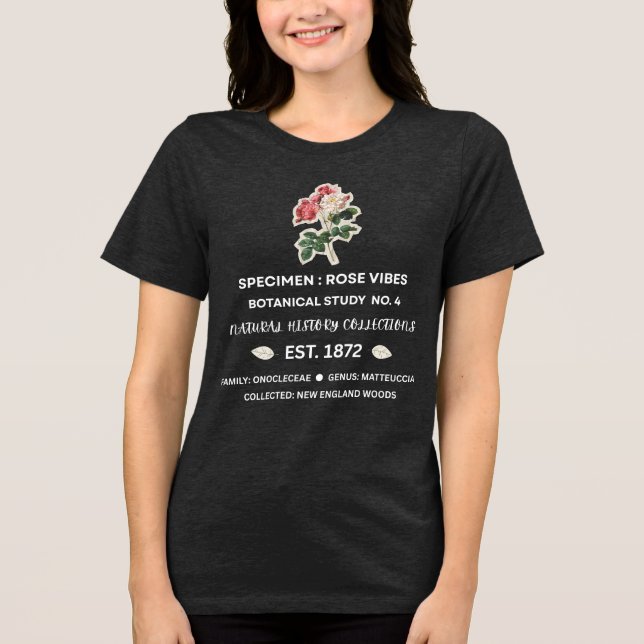 Vintage Botaniska Rosstämningar T Shirt (Framsida)