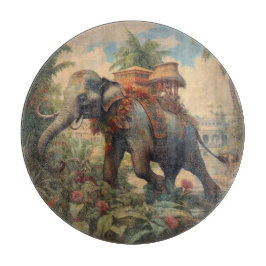 Vintage botaniska scen elefant med howdah