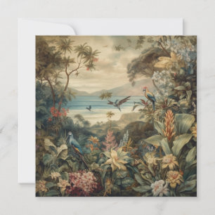 Vintage botaniska scenfåglar blommor i paradiset