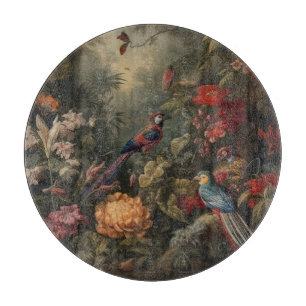 Vintage botaniska scenfåglar blommor i paradiset