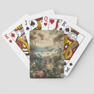 Vintage botaniska scenfåglar blommor i paradiset casinokort