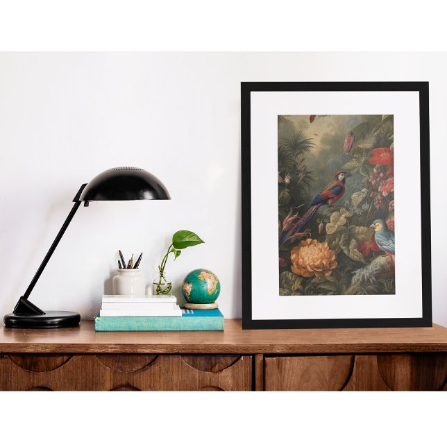 Vintage botaniska scenfåglar blommor i paradiset fototryck (Skapare uppladdad)