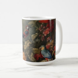 Vintage botaniska scenfåglar blommor i paradiset kaffemugg