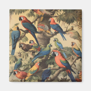 Vintage botaniska scenfärgade morötter i träd magnet