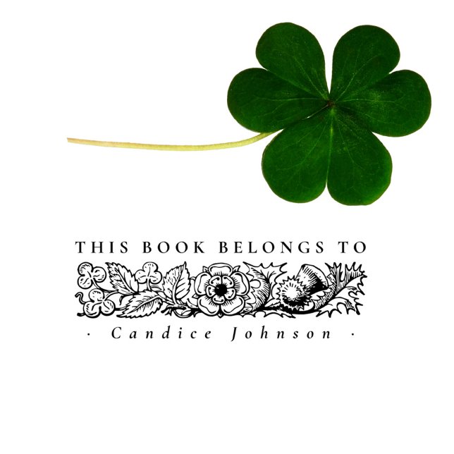 Vintage Botaniska shamrocks Anpassningsbar Bibliot Stämpel (Skapare uppladdad)