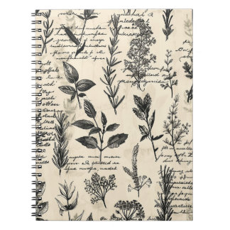 Vintage botaniska skrivprogram anteckningsbok