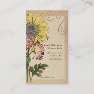 Vintage Botaniska solrosor Visitkort
