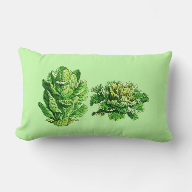 Vintage botaniska tecken, sallat lumbarkudde (Framsida)
