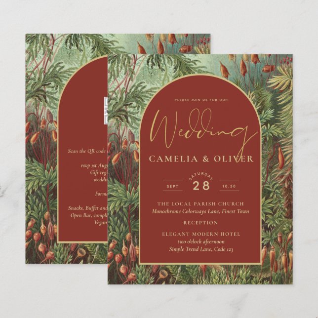 Vintage Botaniska Terracotta Blommigtar Arch BRÖLL (Fram/baksida)