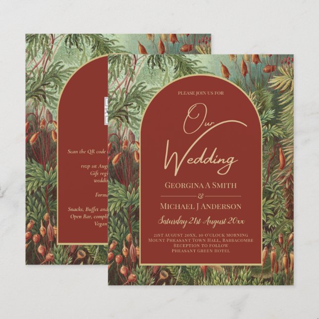 Vintage Botaniska Terracotta Blommigtar Arch BRÖLL (Fram/baksida)