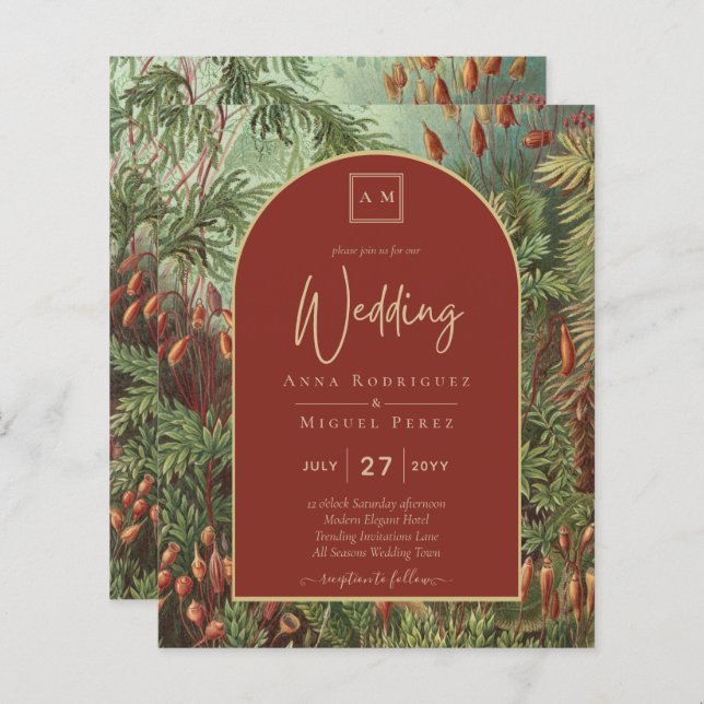 Vintage Botaniska Terracotta Blommigtar Arch BRÖLL (Fram/baksida)