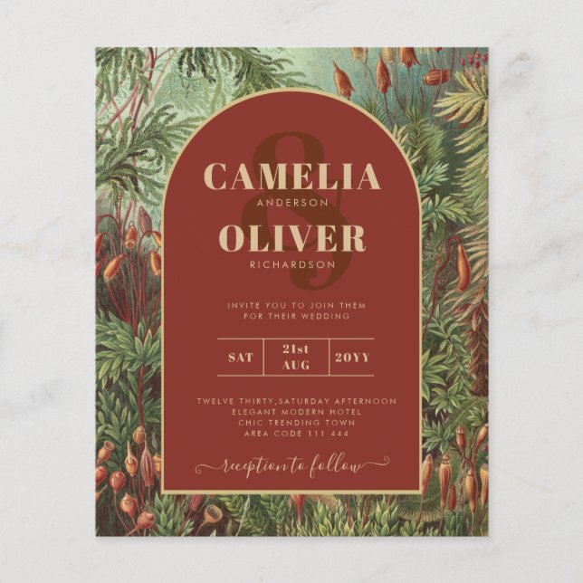 Vintage Botaniska Terracotta Blommigtar Arch BRÖLL Flygblad (Framsidan)