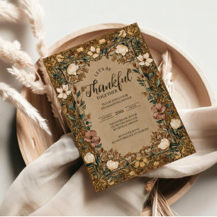 Vintage Botaniska Thanksgivingen Firande Inbjudningar