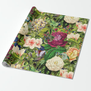Vintage Botaniska trädgårdar med bin och fjärilar Presentpapper