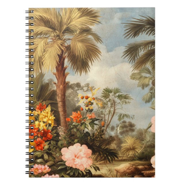Vintage Botaniska Tropiska Palmer Anteckningsbok (Framsidan)