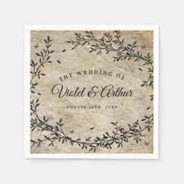 Vintage Botaniskt andetag Bröllop Pappersservett