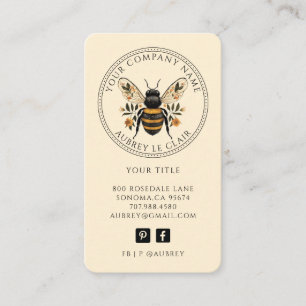 Vintage botaniskt bi-logotypmall visitkort