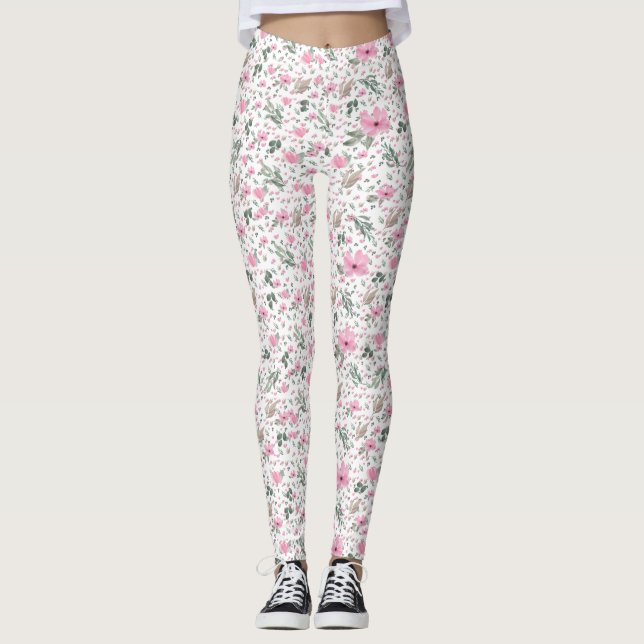 Vintage Botaniskt blomma Leggings (Framsida)
