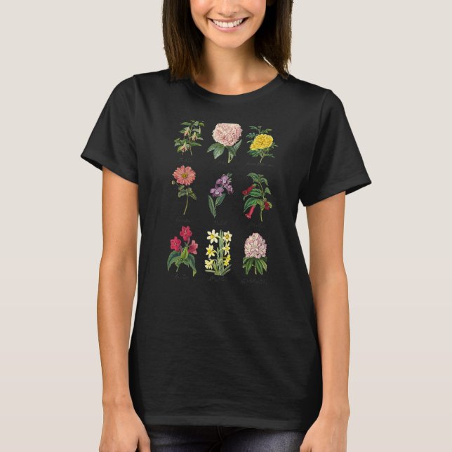 Vintage Botaniskt Blommigt Flower T Shirt (Framsida)