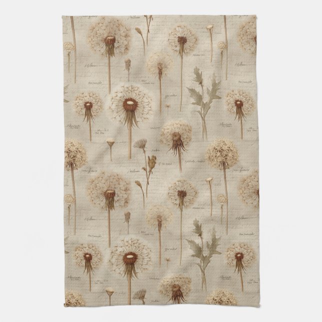 Vintage Botaniskt Blommönster (10) Kökshandduk (Vertikal)