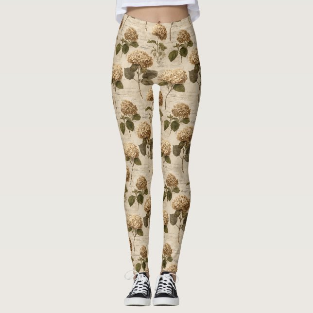 Vintage Botaniskt Blommönster (2) Leggings (Framsida)