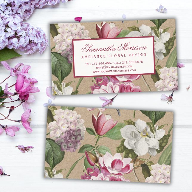 Vintage Botaniskt blomskotskopen Elegance Visitkort (Skapare uppladdad)
