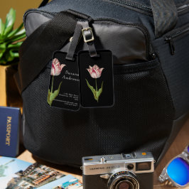 Vintage Botaniskt blomsvart Bagagebricka