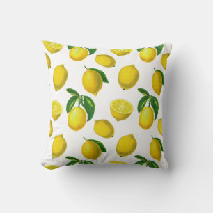 Vintage Botaniskt citronutskrift Kudde