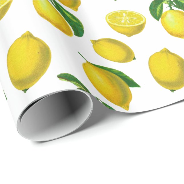 Vintage Botaniskt citronutskrift Presentpapper (Rullad Hörn)