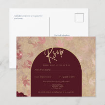 Vintage Botaniskt djupgående Röd ros Bröllop Guld