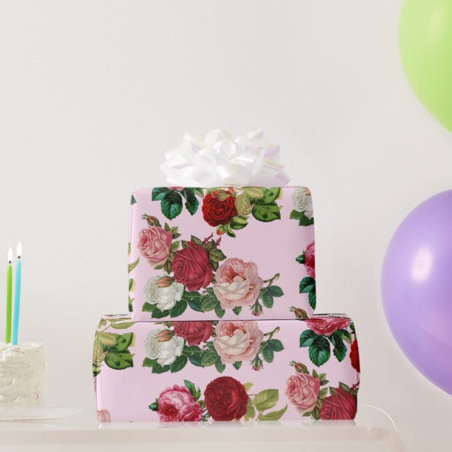 Vintage Botaniskt fartyg/Rosa ros Decoupage Craft  Presentpapper (Festgåvor)