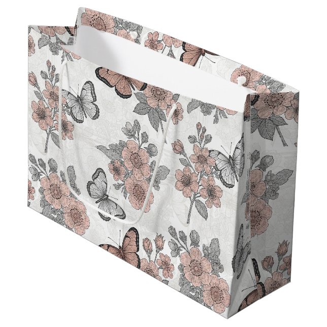 Vintage botaniskt fjärilstoile-mönster (1) (Framsidan Vinklad)