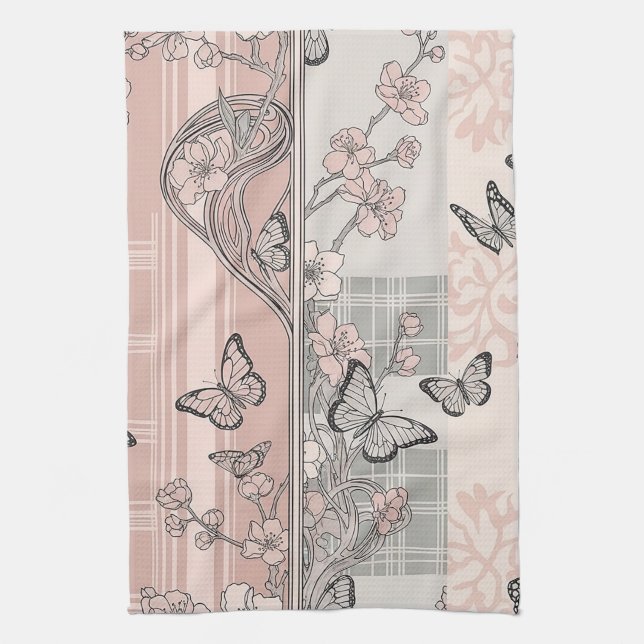 Vintage botaniskt fjärilstoile-mönster (4) kökshandduk (Vertikal)