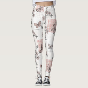 Vintage botaniskt fjärilstoile-mönster (4) leggings